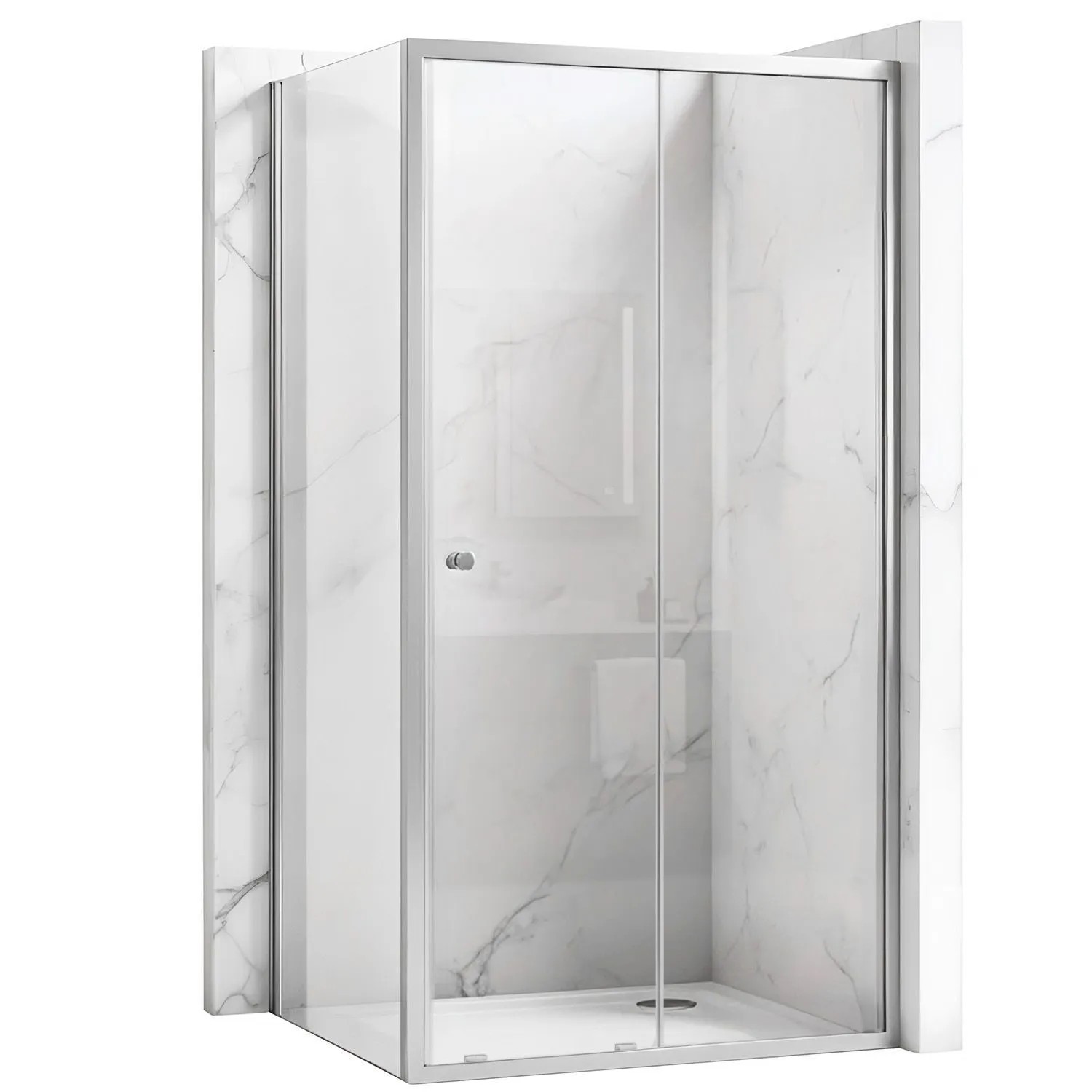 REA Hörnduschkabin Primo Slide 100x100 Krom, 100x100x190cm