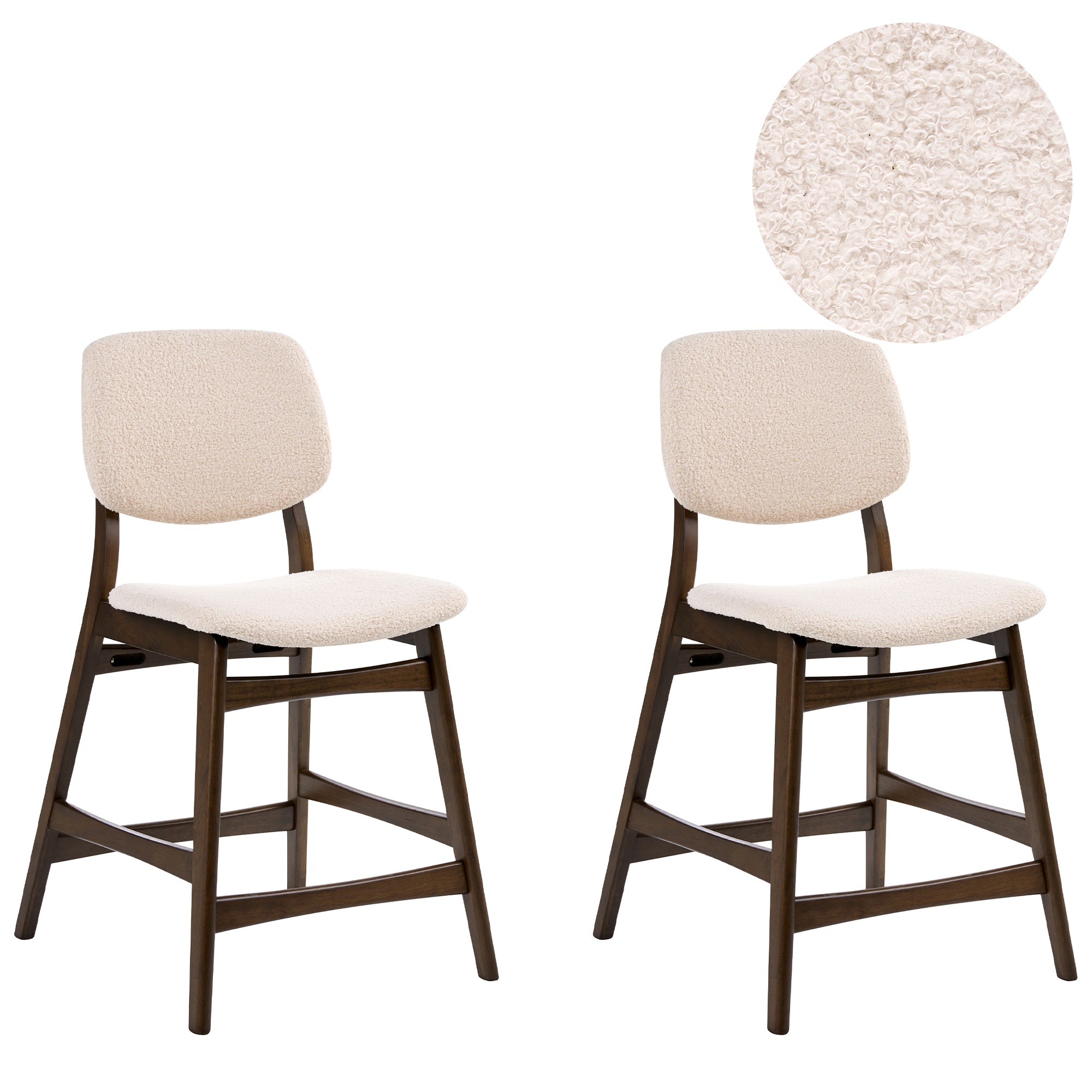 Set med 2 barstolar ELAINE Bouclé Brun/ Ljusbeige
