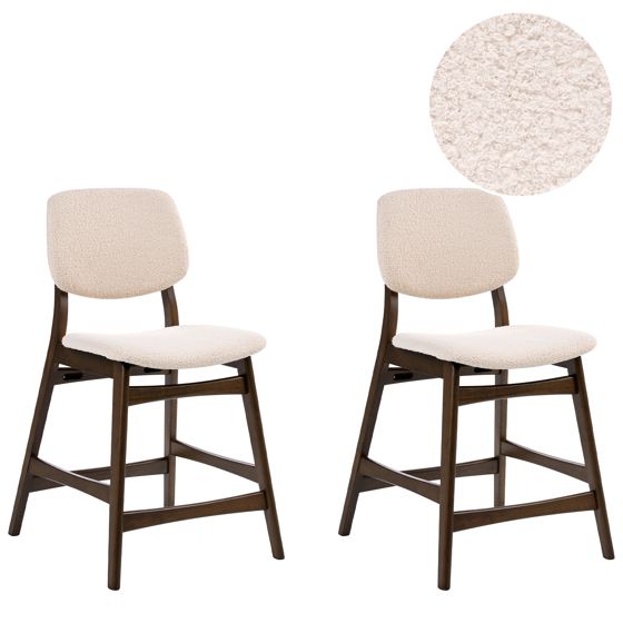 Set med 2 barstolar ELAINE Bouclé Brun/ Ljusbeige