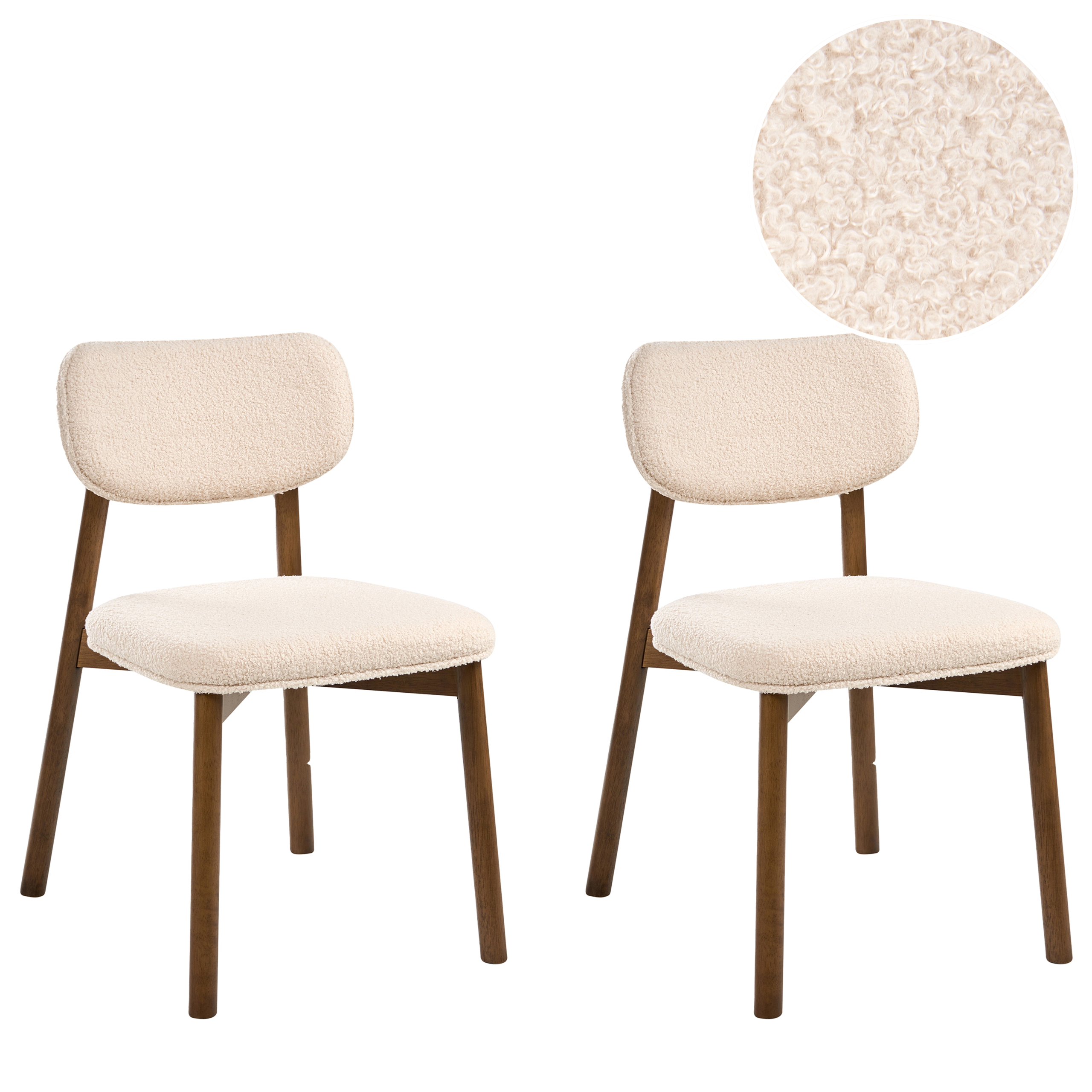 Set med 2 matstolar MILLS Bouclé Brun/ Ljusbeige
