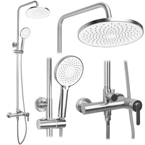 REA Duschset JS-H1190N ONTARIO Borstad Nickel, 32x21x76,5cm