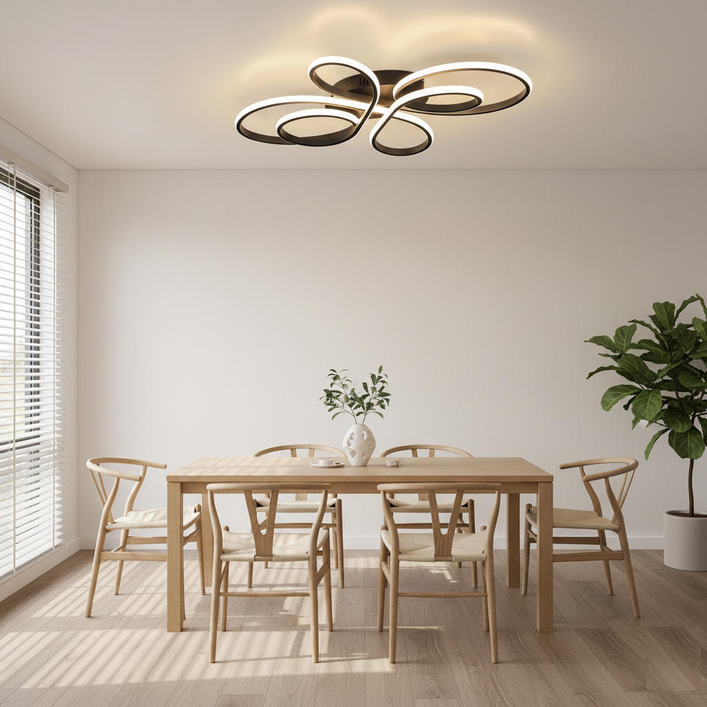 NETTLIFE LED - taklampa, dimbar, stor, 100 cm, för vardagsrum, 90 W, modern, svart Med fjärrkontroll