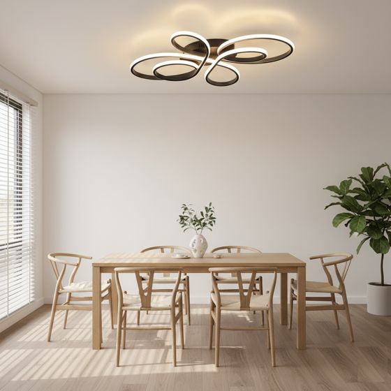 NETTLIFE LED - taklampa, dimbar, stor, 100 cm, för vardagsrum, 90 W, modern, svart Med fjärrkontroll