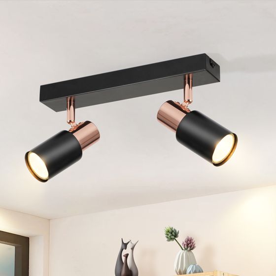NETTLIFE svart takspotlight GU10-2 355° roterbar låglampa för kök, modern industriell stil