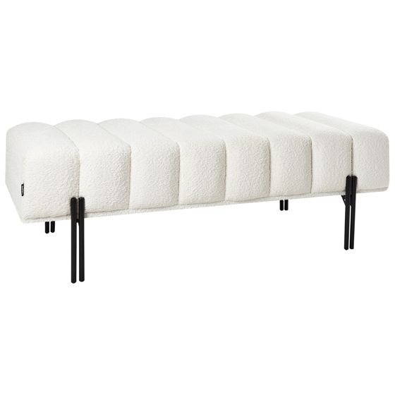 Klädd bänk CAREY Chenille Off-White
