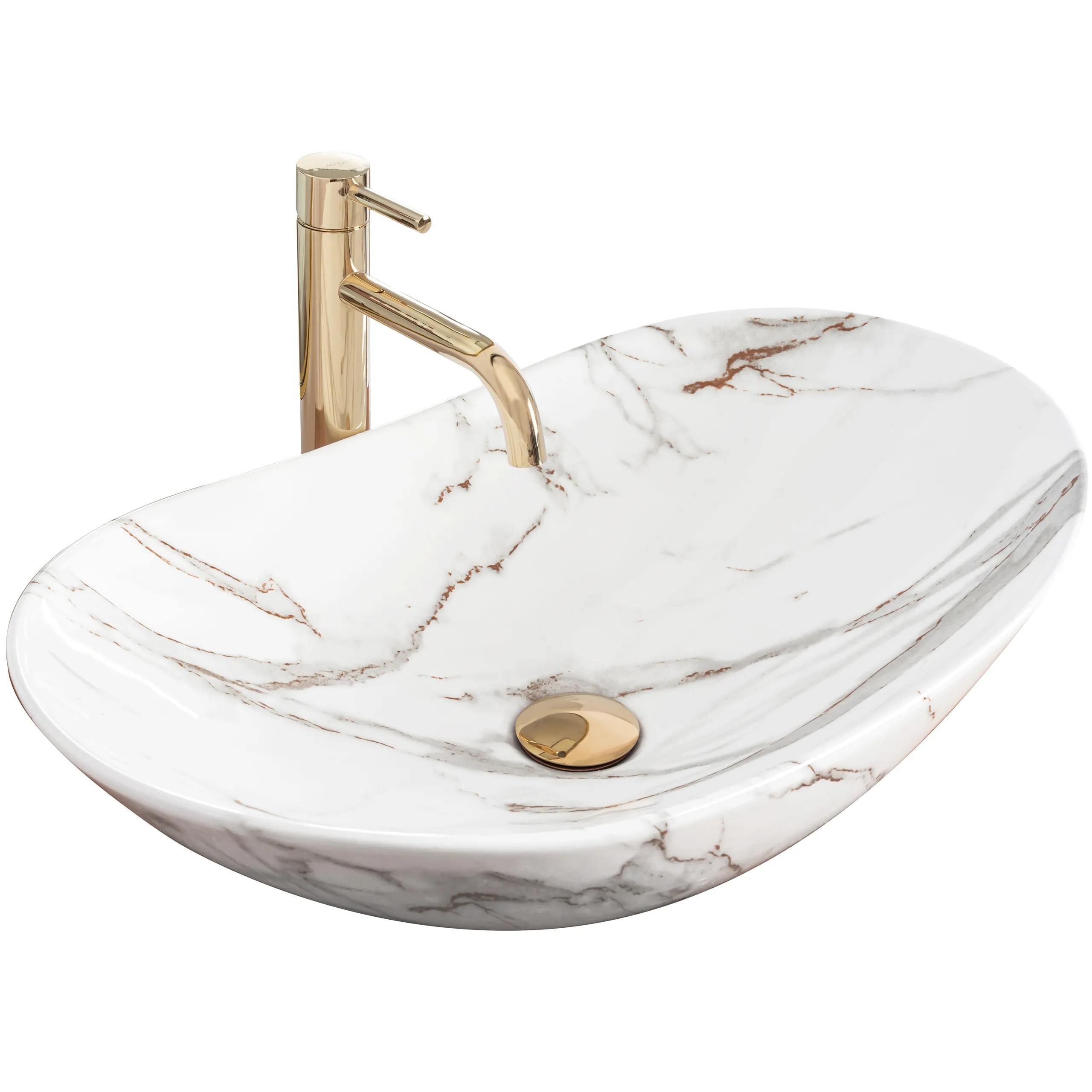 REA Bänkskål ROYAL SHINY AIAX Vit, 62x36x16cm