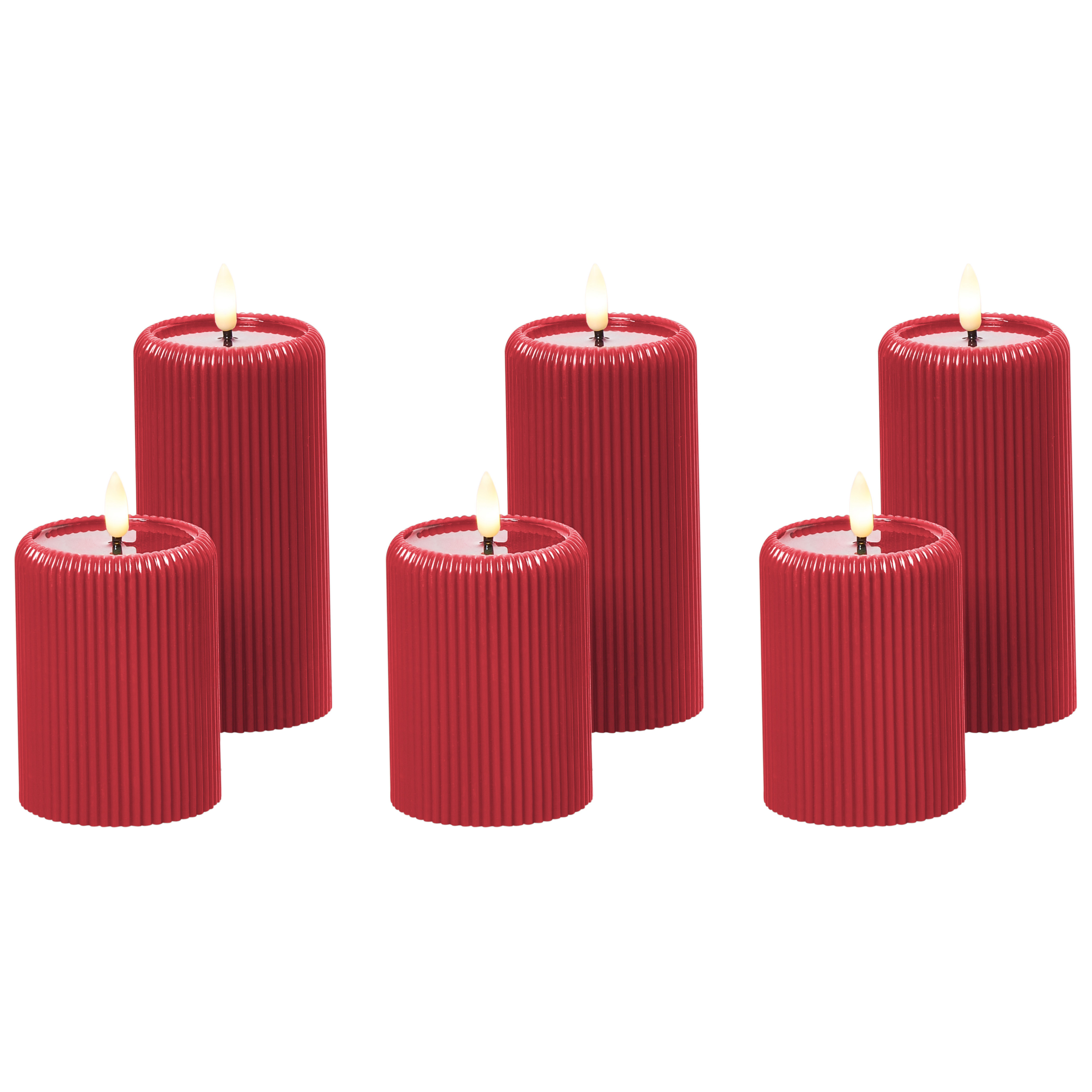 Set med 6 LED-ljus NOISETTE 10/16 cm Röd