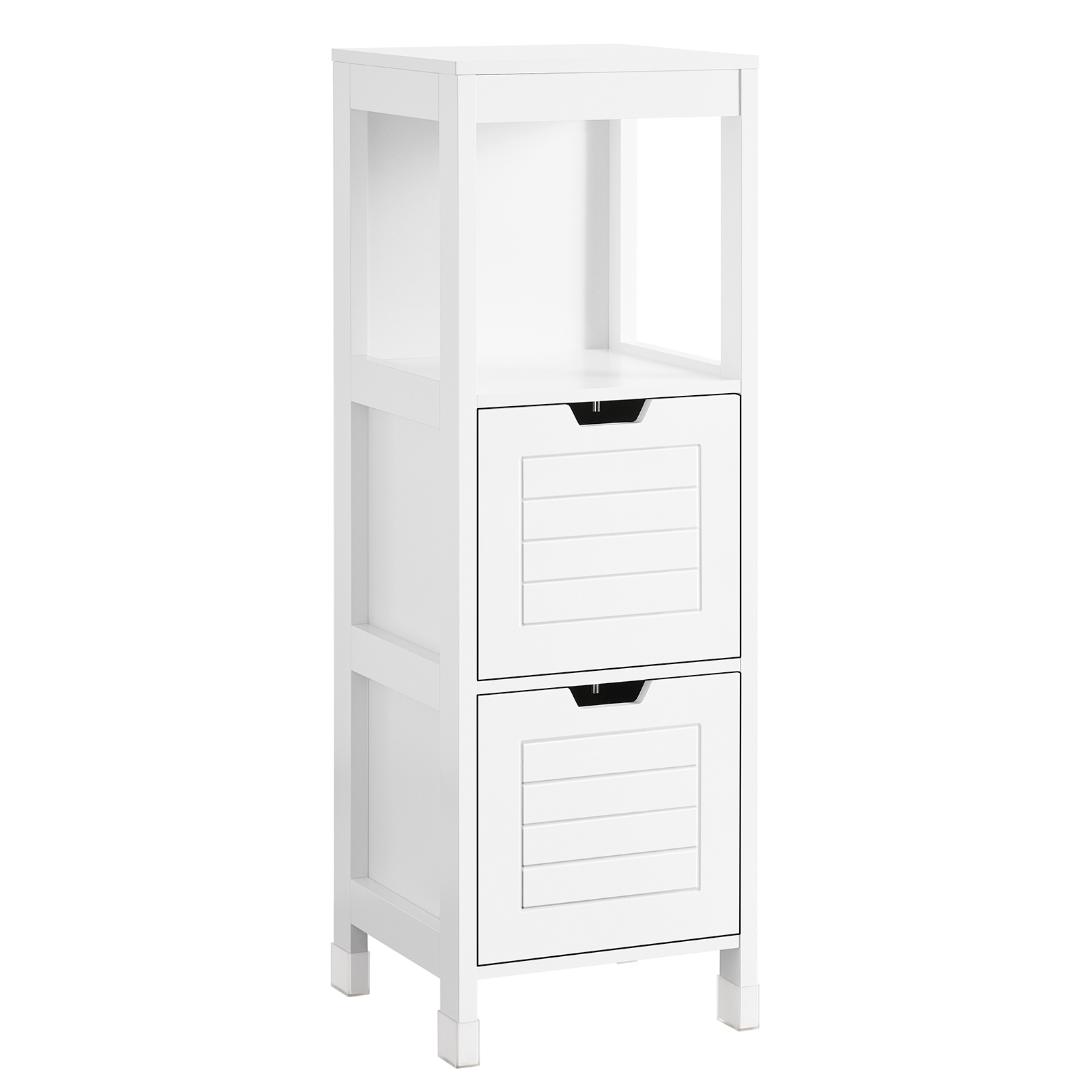 SoBuy Badrumsskåp – Smal Förvaringsenhet med 2 Lådor – Kompakt Förvaringsskåp för Toalett och Små Utrymmen i Trä, Stilfullt Badrumsmöbel, Vit, 30x89x30 cm, FRG127-W