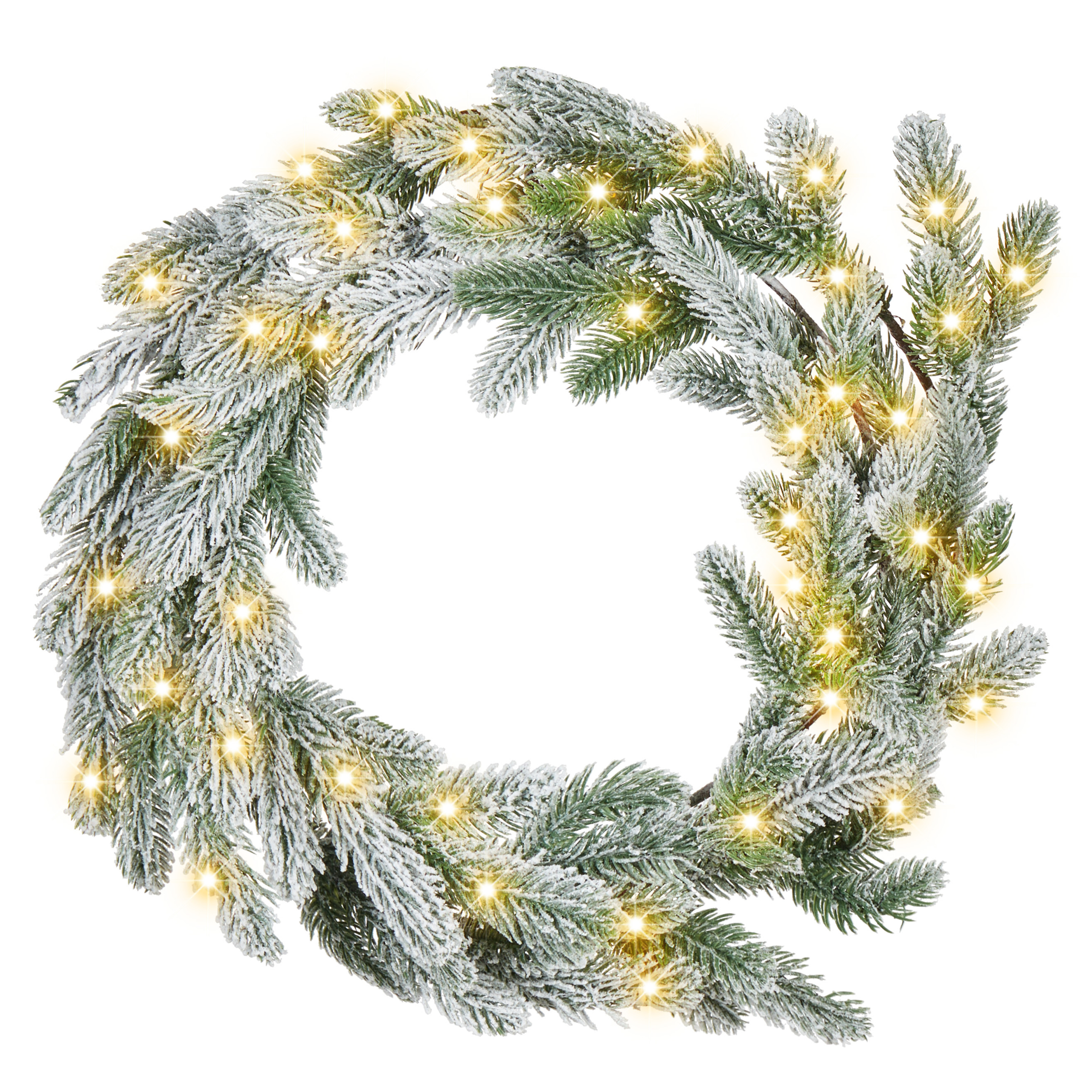 Snötäckt julkrans LED ALBINI 45 cm Grön