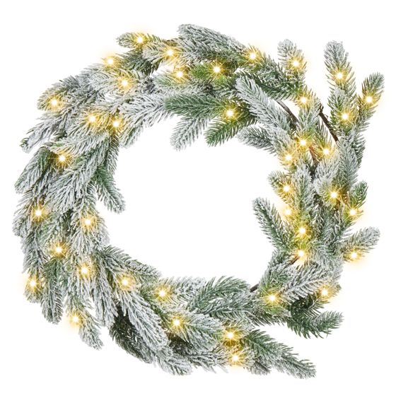 Snötäckt julkrans LED ALBINI 45 cm Grön