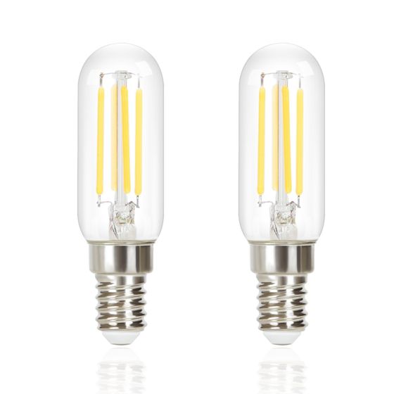 NETTLIFE 2 st E14 LED-lampor, kallvita, Vintage T25, 4W, 6000K, lågenergilampa, Edison-stil, för glasfläkt