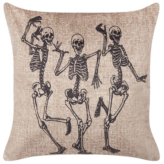 Prydnadskudde MORTESTI 45 x 45 cm Sammet Ljusbeige Abstrakt tryck