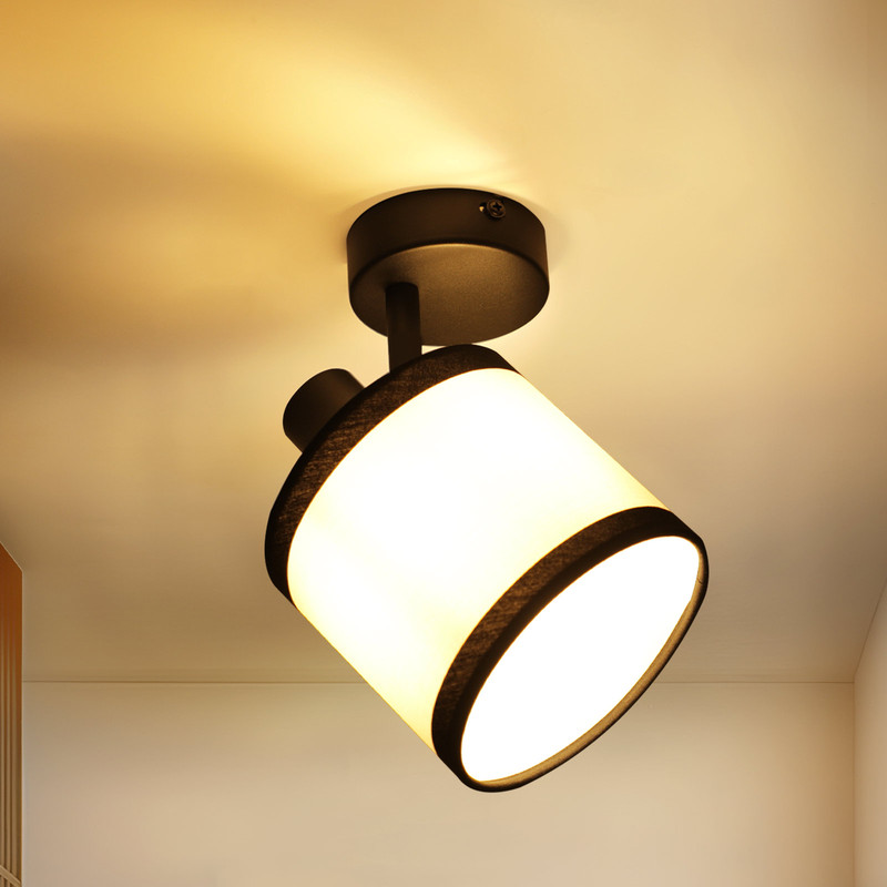 NETTLIFE Takspotlight med 1 låga, svart halllampa - E14 tygtaklampa, justerbar, vintage, retro (ingen glödlampa)