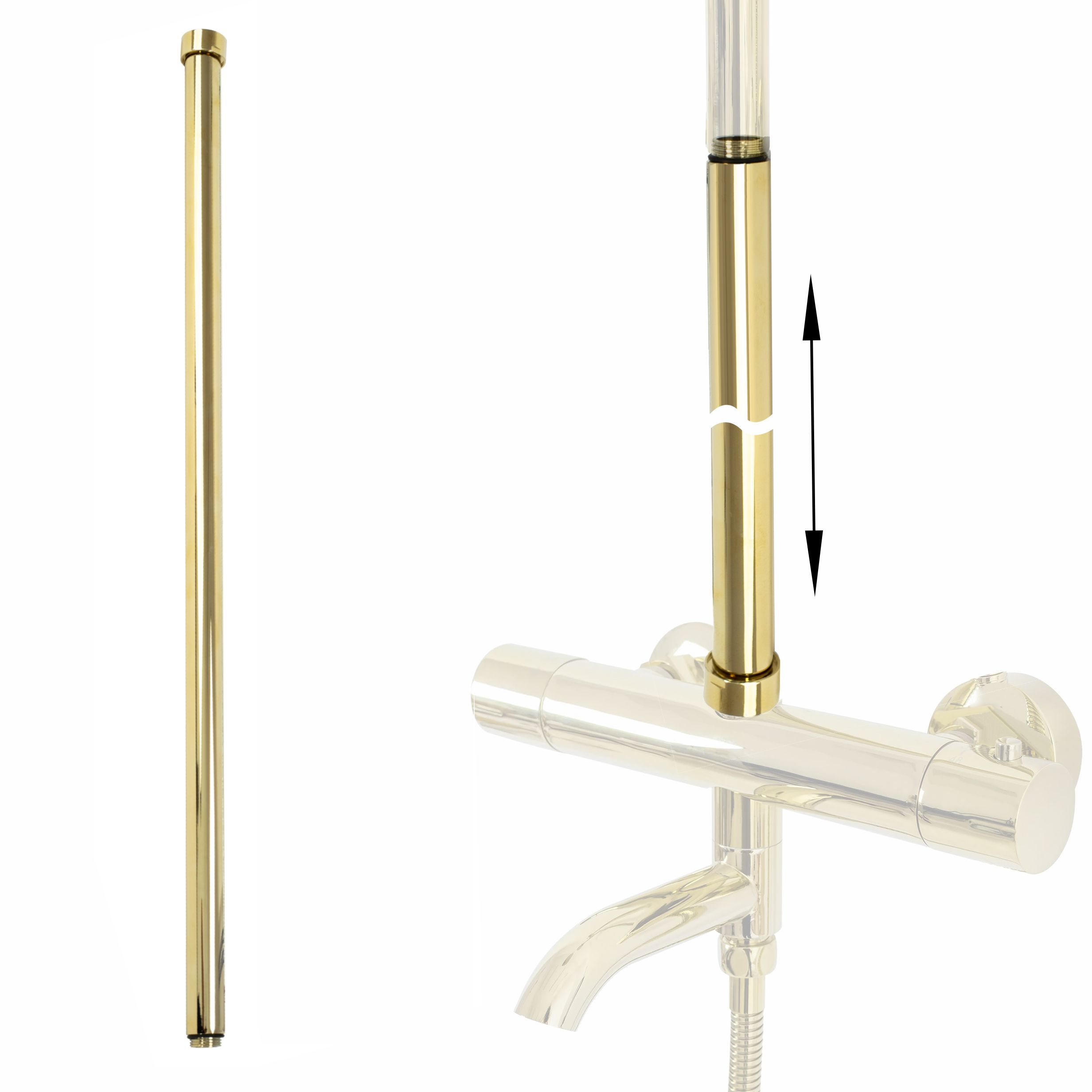 REA Förlängning För Badkar- Och Duschset 60cm Guld, 2,2x2,2x61,5cm