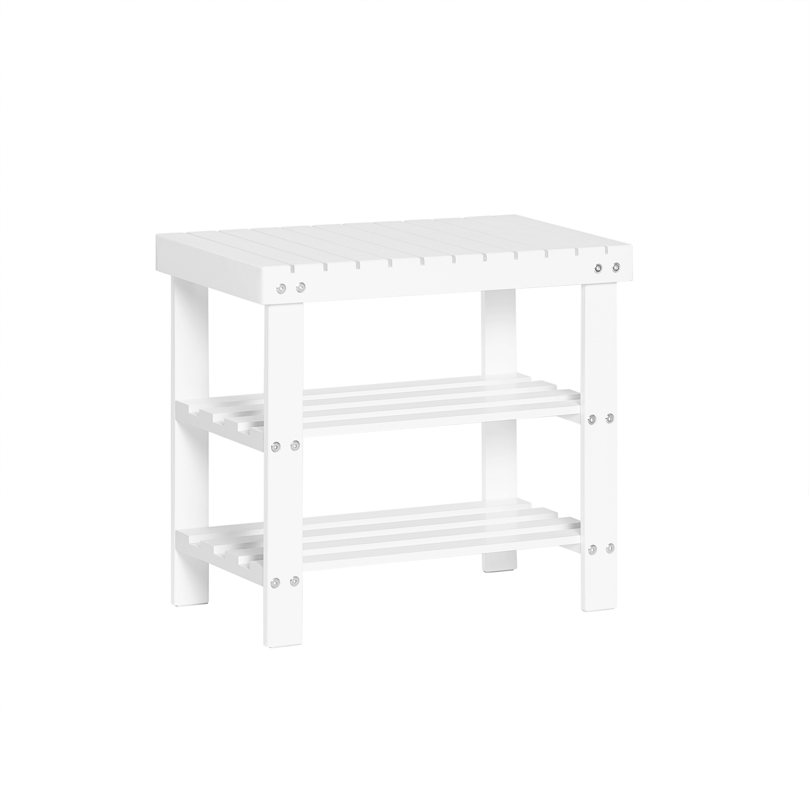 SoBuy FSR02-K-W Skohylla av bambu skobänk med 2 års garanti sittbänk bredd 50 cm vit