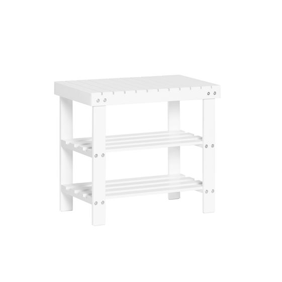 SoBuy FSR02-K-W Skohylla av bambu skobänk med 2 års garanti sittbänk bredd 50 cm vit