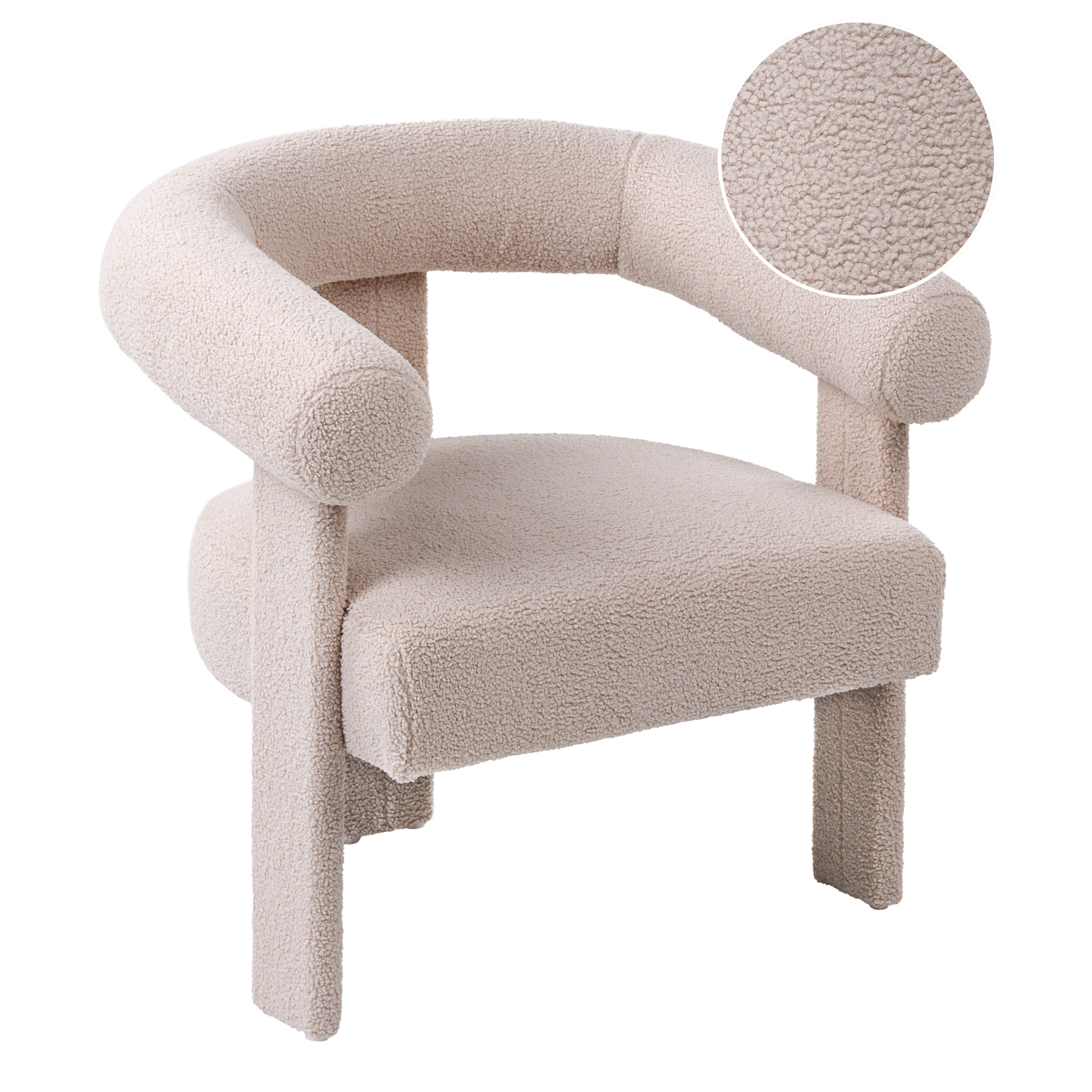 Fåtölj ILBRO Bouclé Ljusbeige