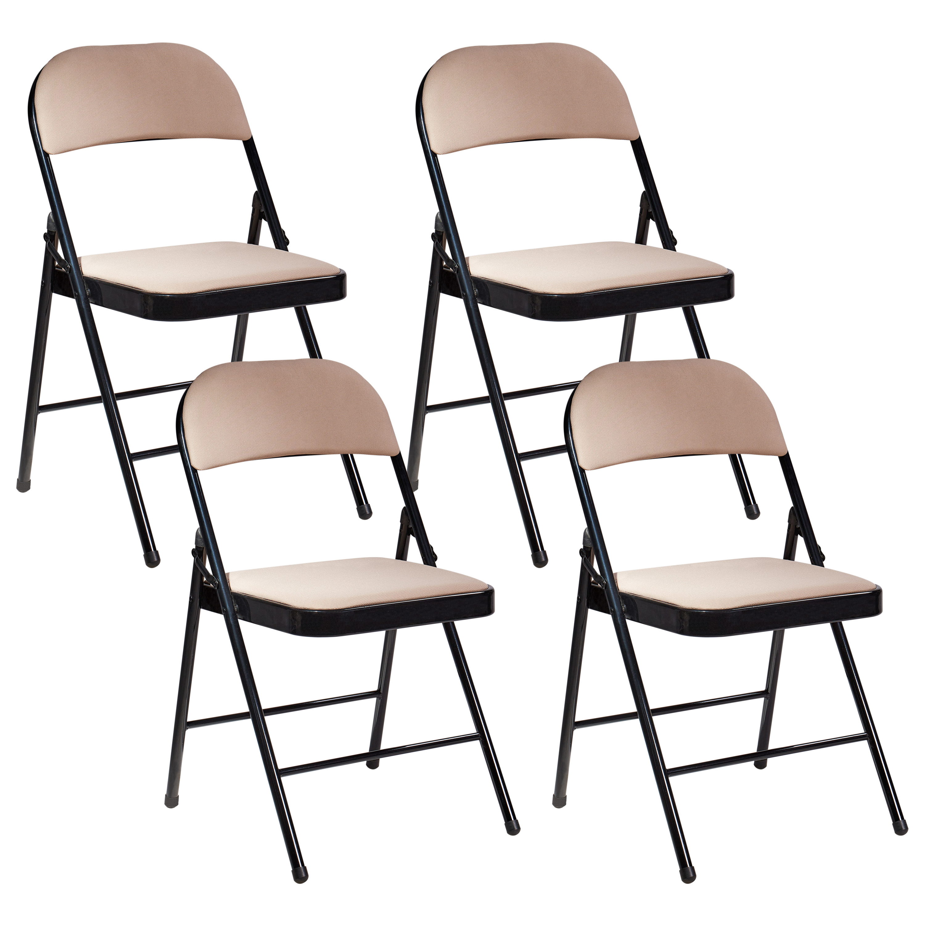 Set med 4 hopfällbara stolar SPARKS Metall Beige/ Svart