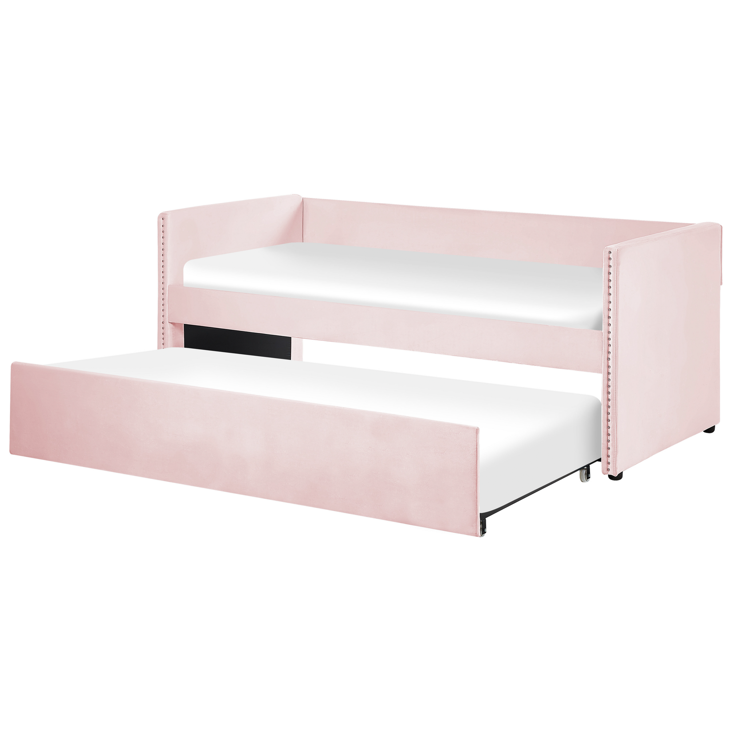 Utdragbar säng Sammet TROYES 90 x 200 cm Pastellrosa