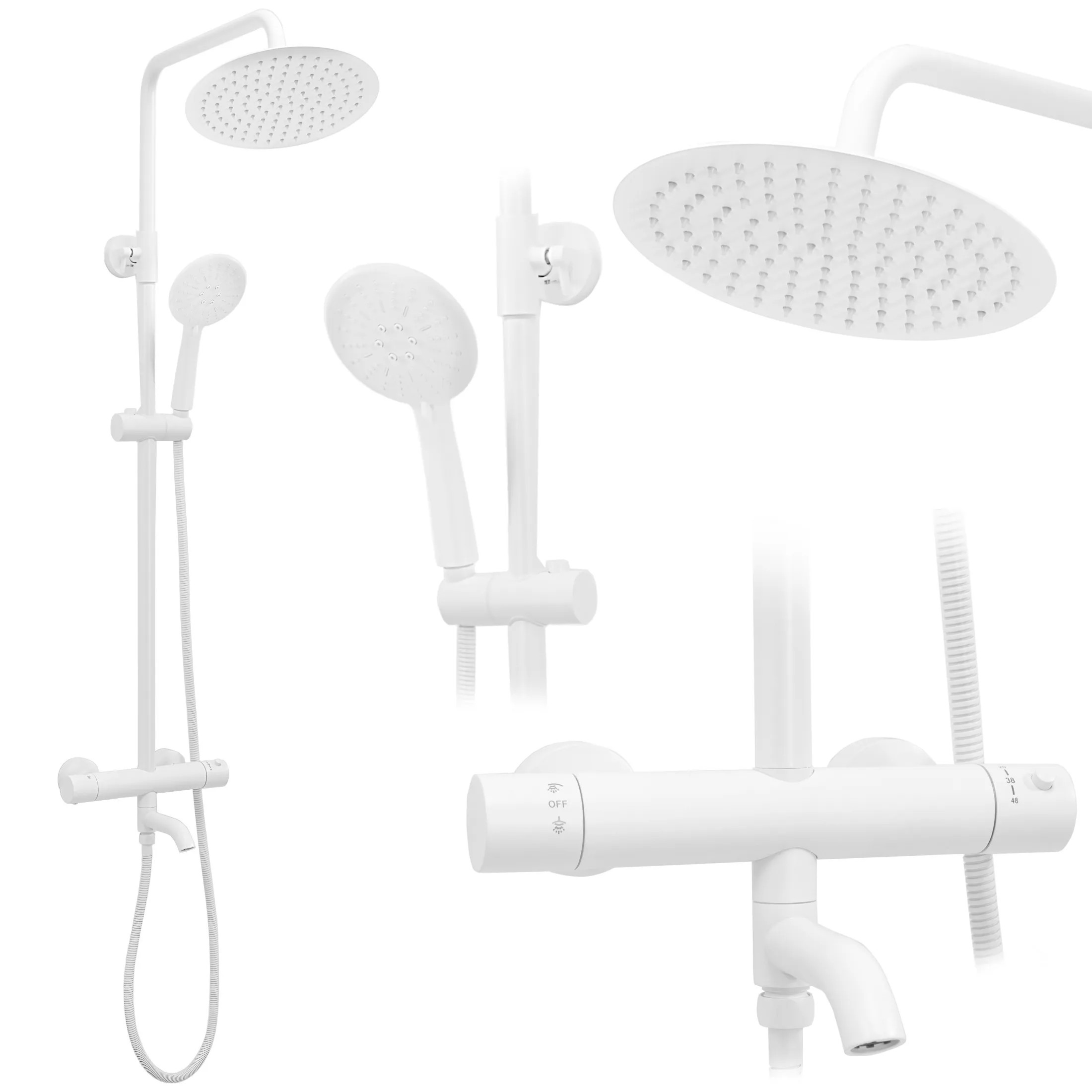 REA badkar- och duschset LUNGO , Vit, 45x26,5x117cm