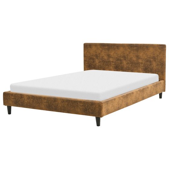 Säng med lamellram Konstläder FITOU 140 x 200 cm Brun
