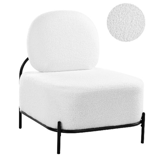 Fåtölj LUNDE Bouclé Vit