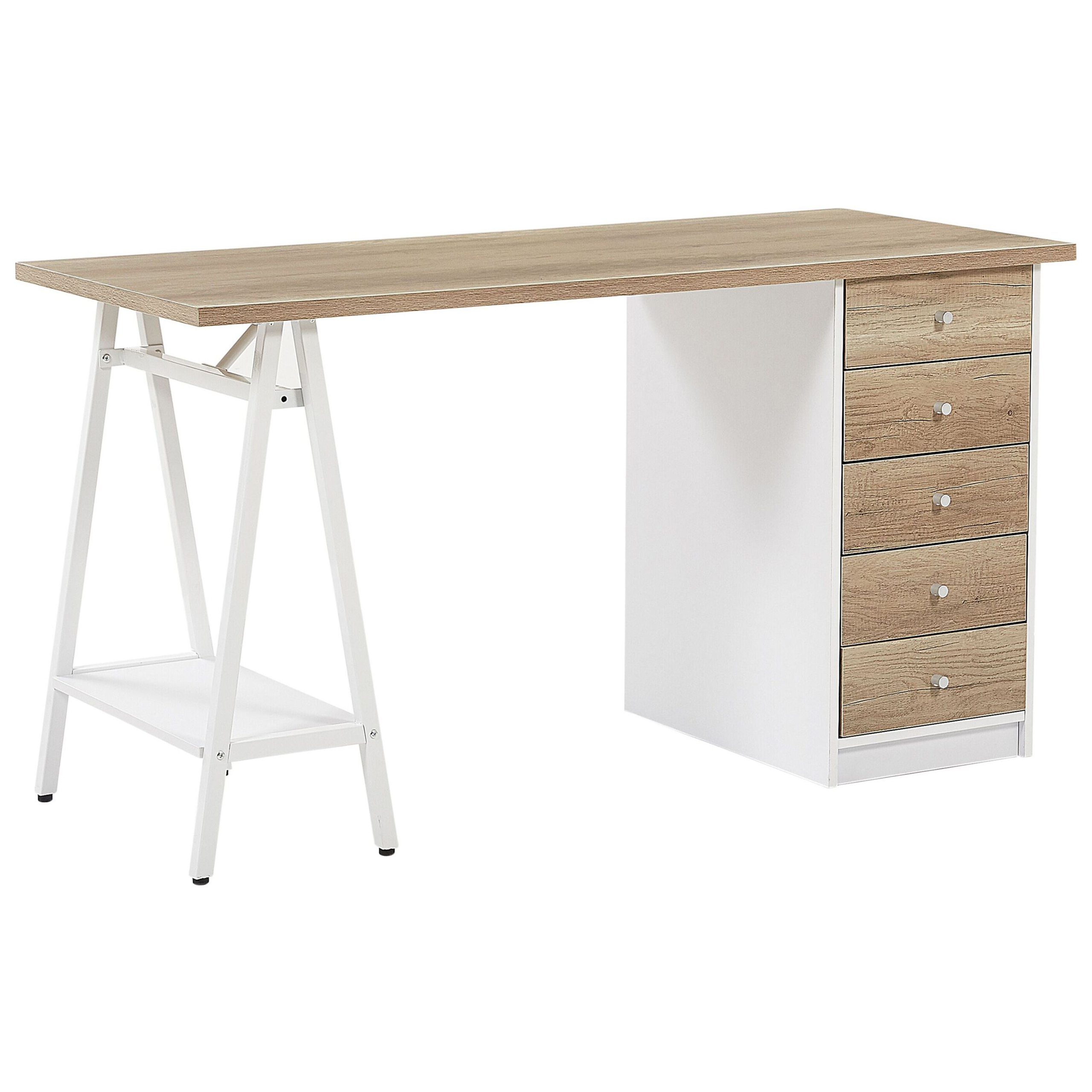 Skrivbord HEBER 140 cm 60 cm med lådor Brun/ Vit