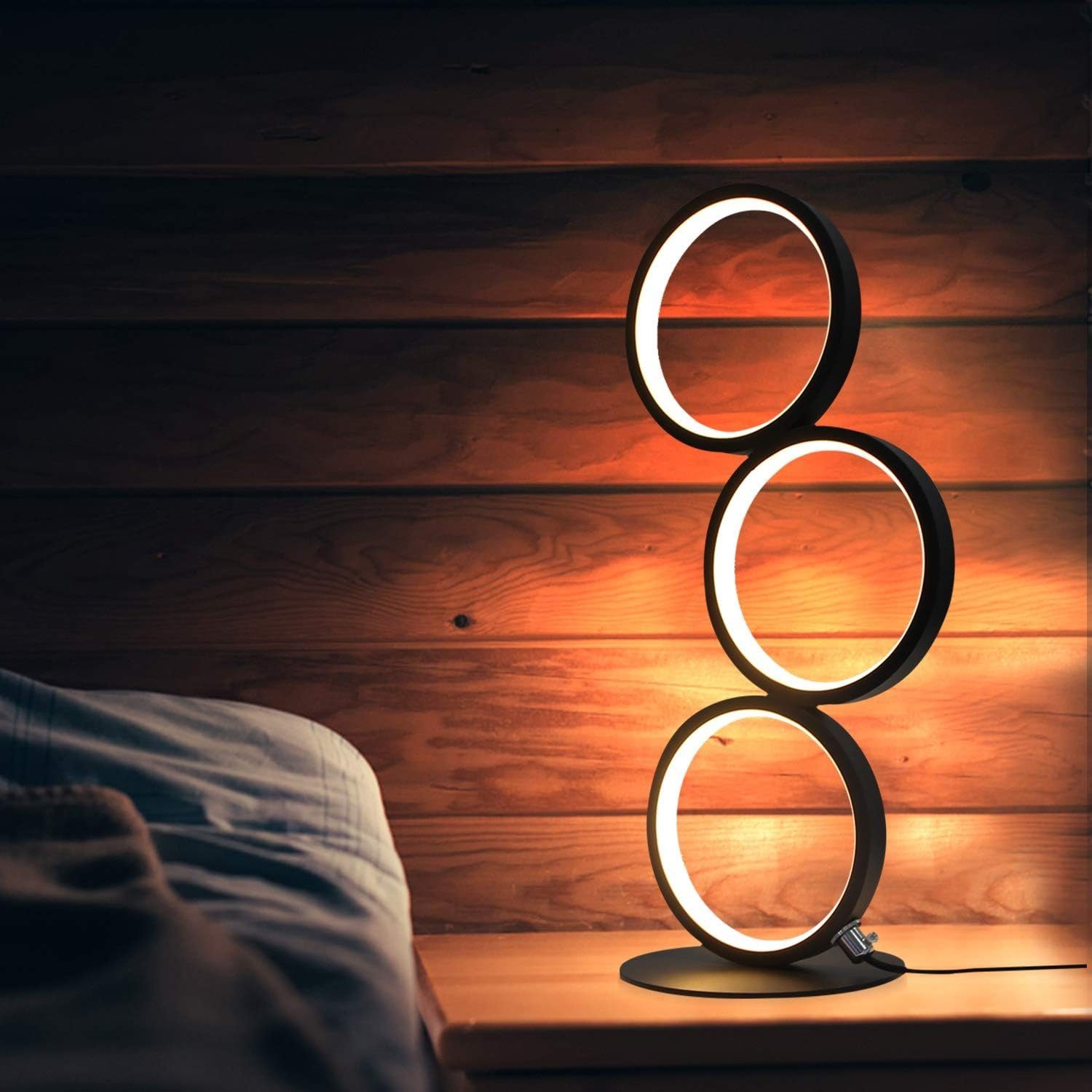 NETTLIFE LED-bordslampa svart, dimbar med pekskärm, modern dekorativ ringdesign i metall - läslampa i aluminium