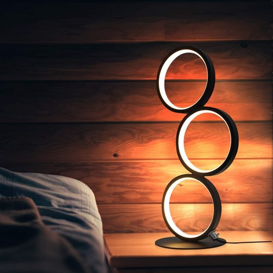 NETTLIFE LED-bordslampa svart, dimbar med pekskärm, modern dekorativ ringdesign i metall - läslampa i aluminium