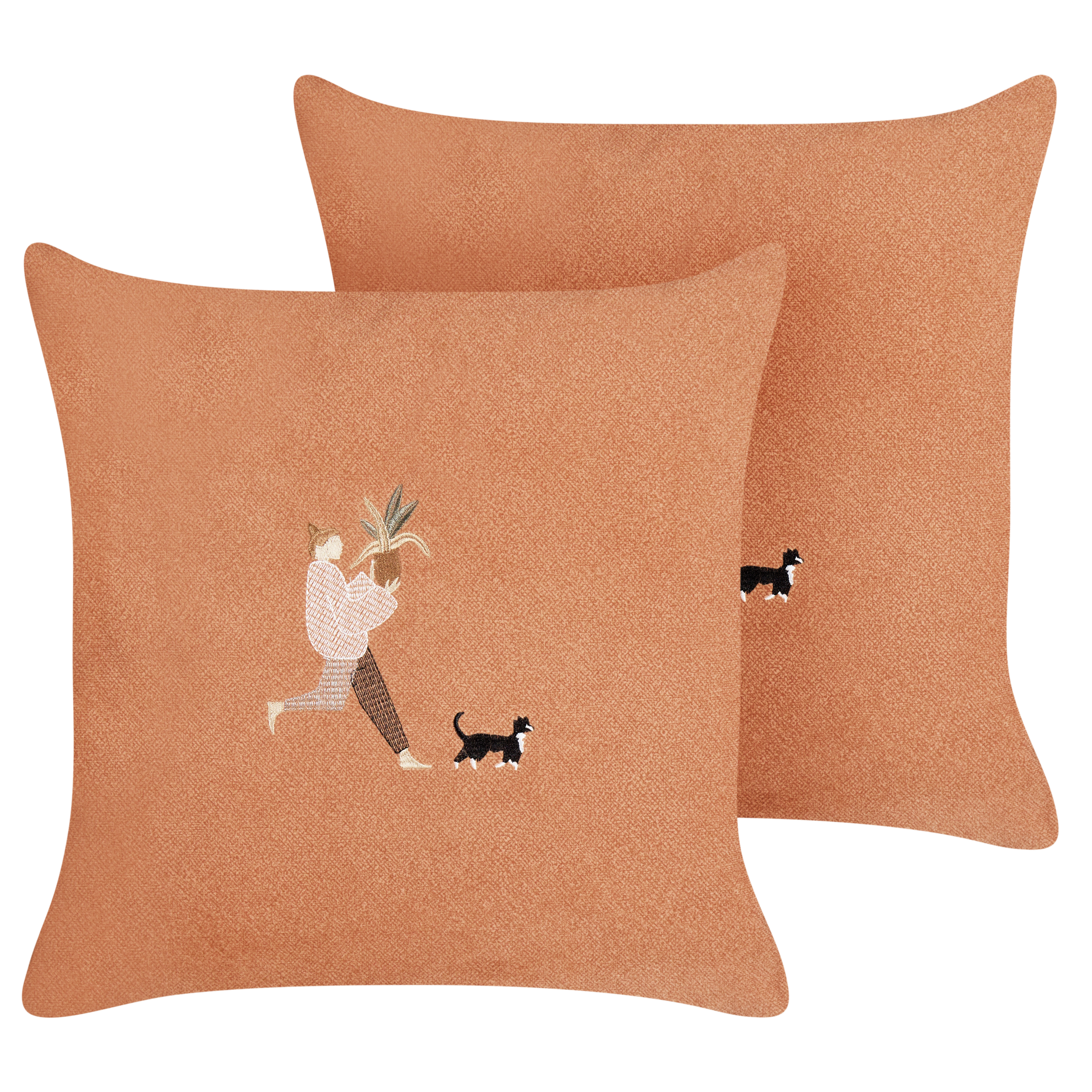 Set med 2 prydnadskuddar MARIGOLD 45 x 45 cm Orange Monokromt