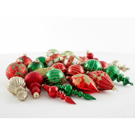 Set med 70 julgranskulor TWINKLE Glas Röd/grön