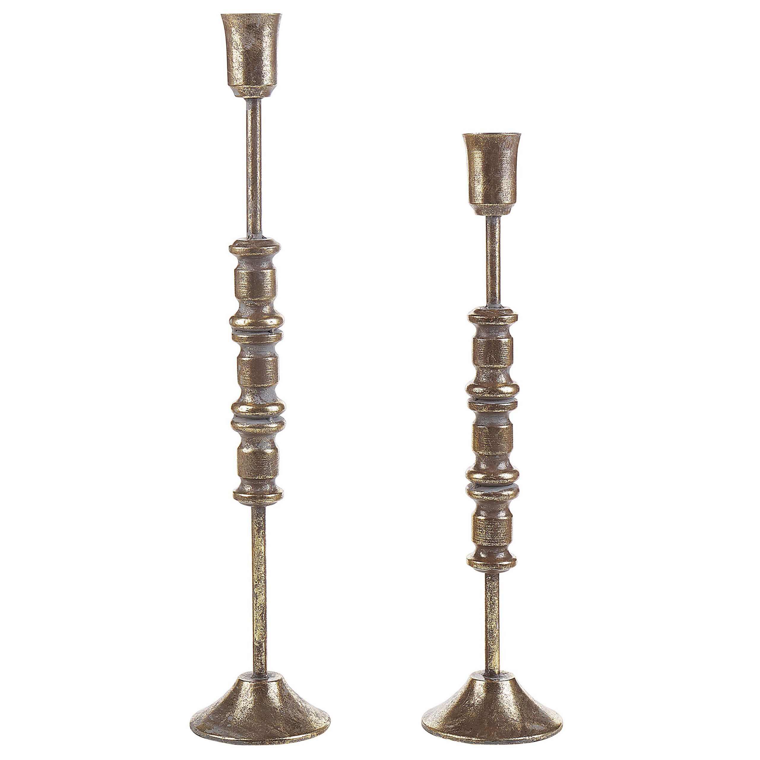 Set med 2 ljusstakar SALAMINA 63/49 cm Metall Guld