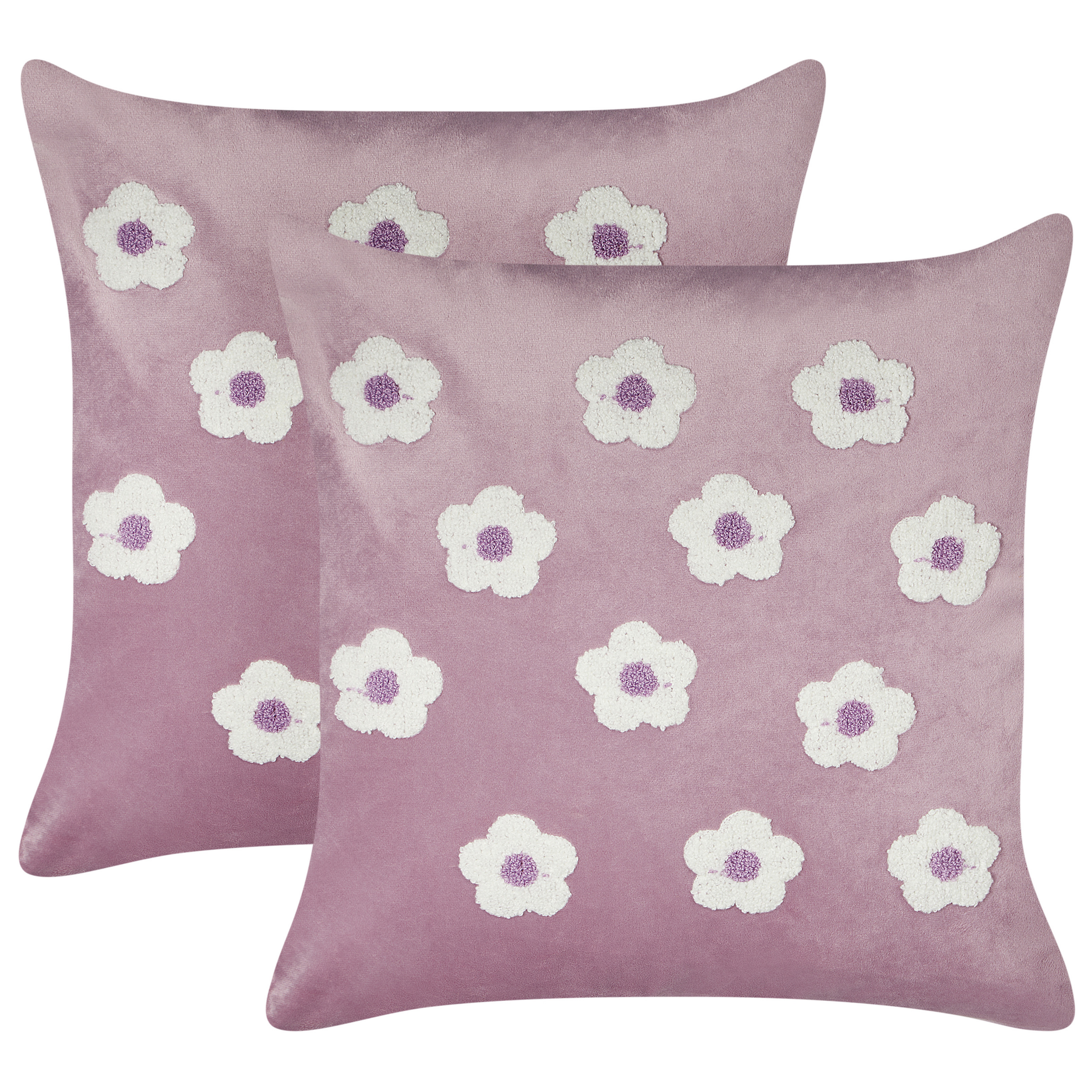 Set med 2 prydnadskuddar ECHINACEA 45 x 45 cm Sammet Mörklila