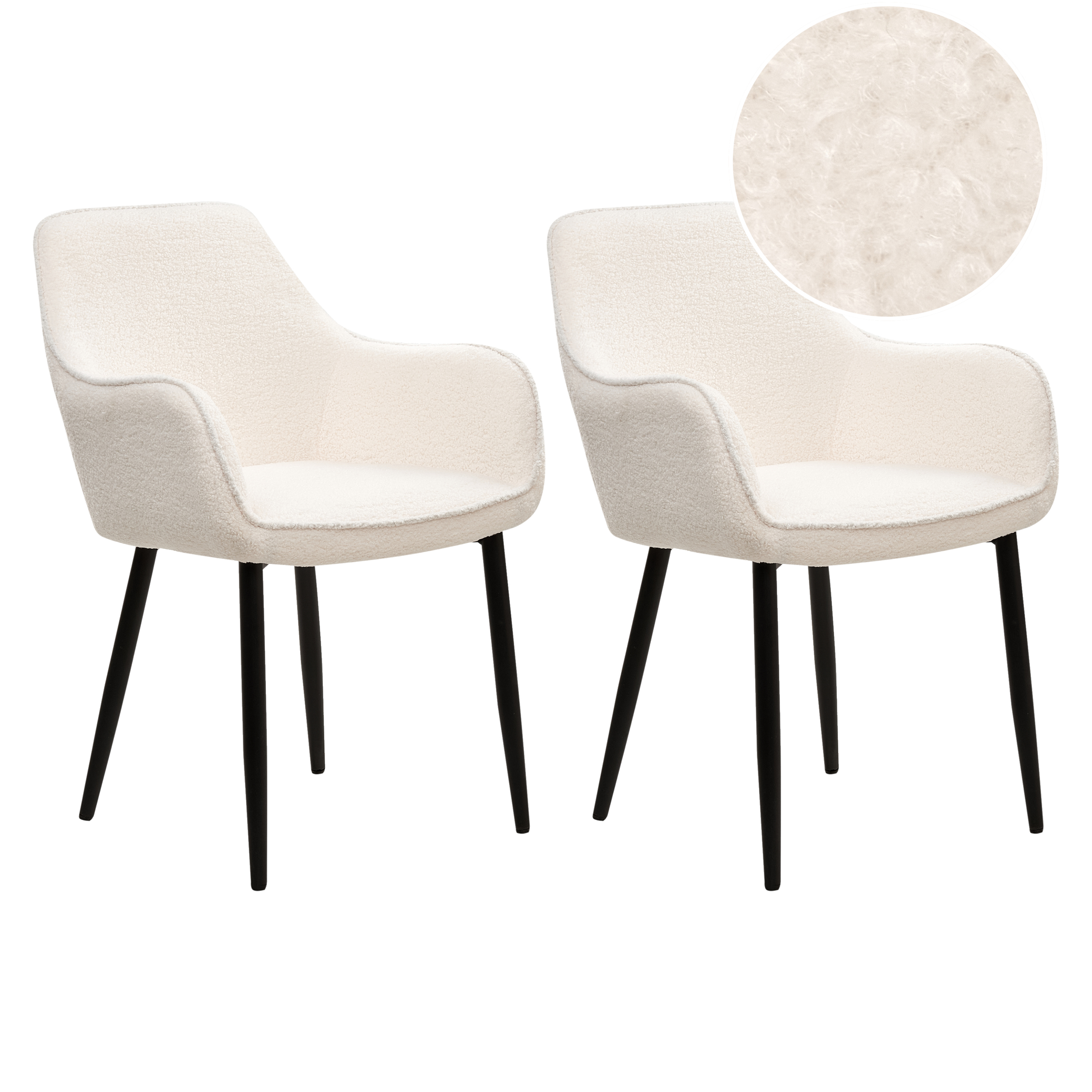 Set med 2 matstolar ALDEN Bouclé Vit