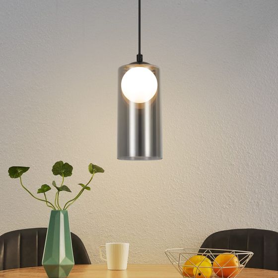 NETTLIFE 1st Vintage - pendellampa för matbord, rökgrå, G9, oval, justerbar höjd, för vardagsrum