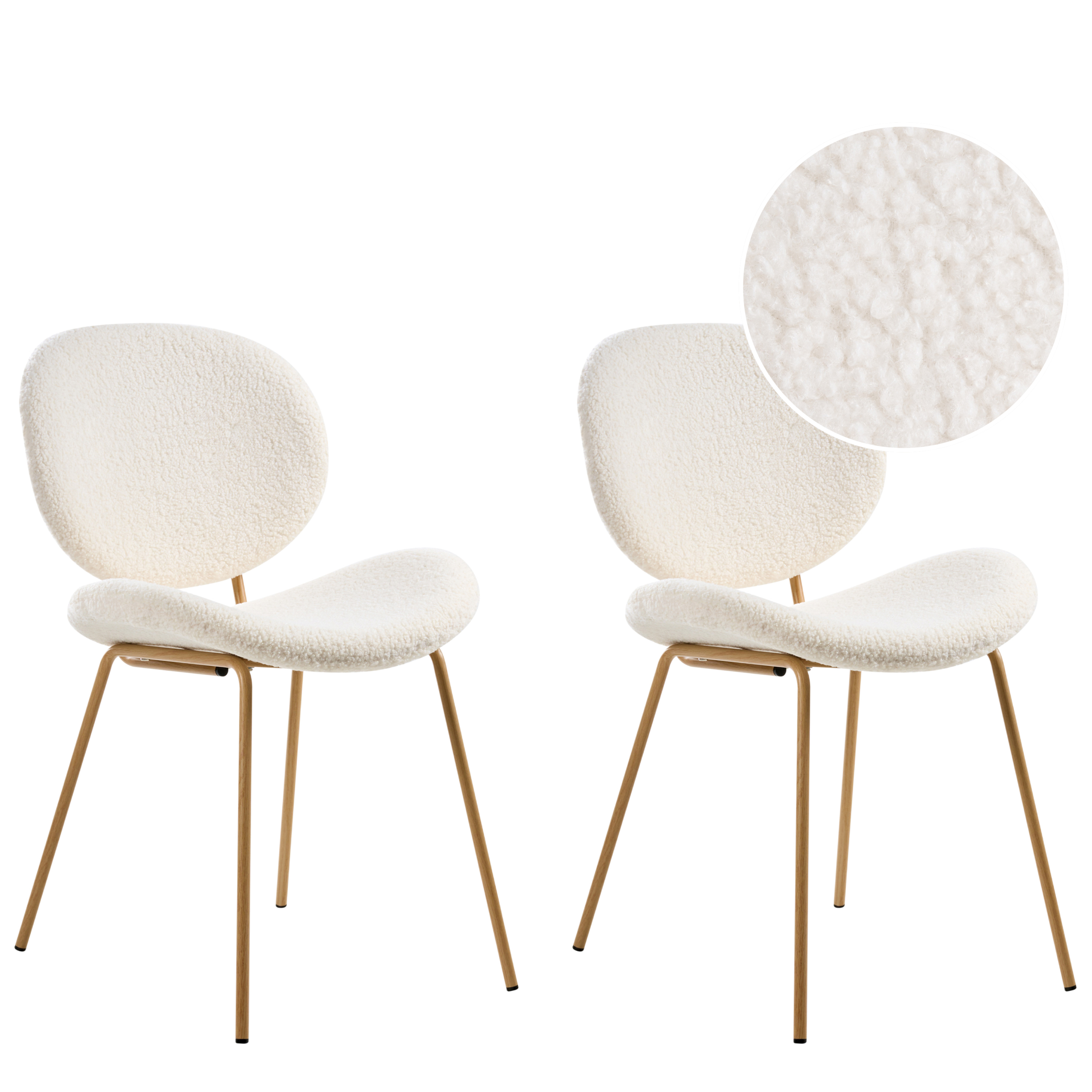 Set med 2 matstolar LUANA Bouclé Vit