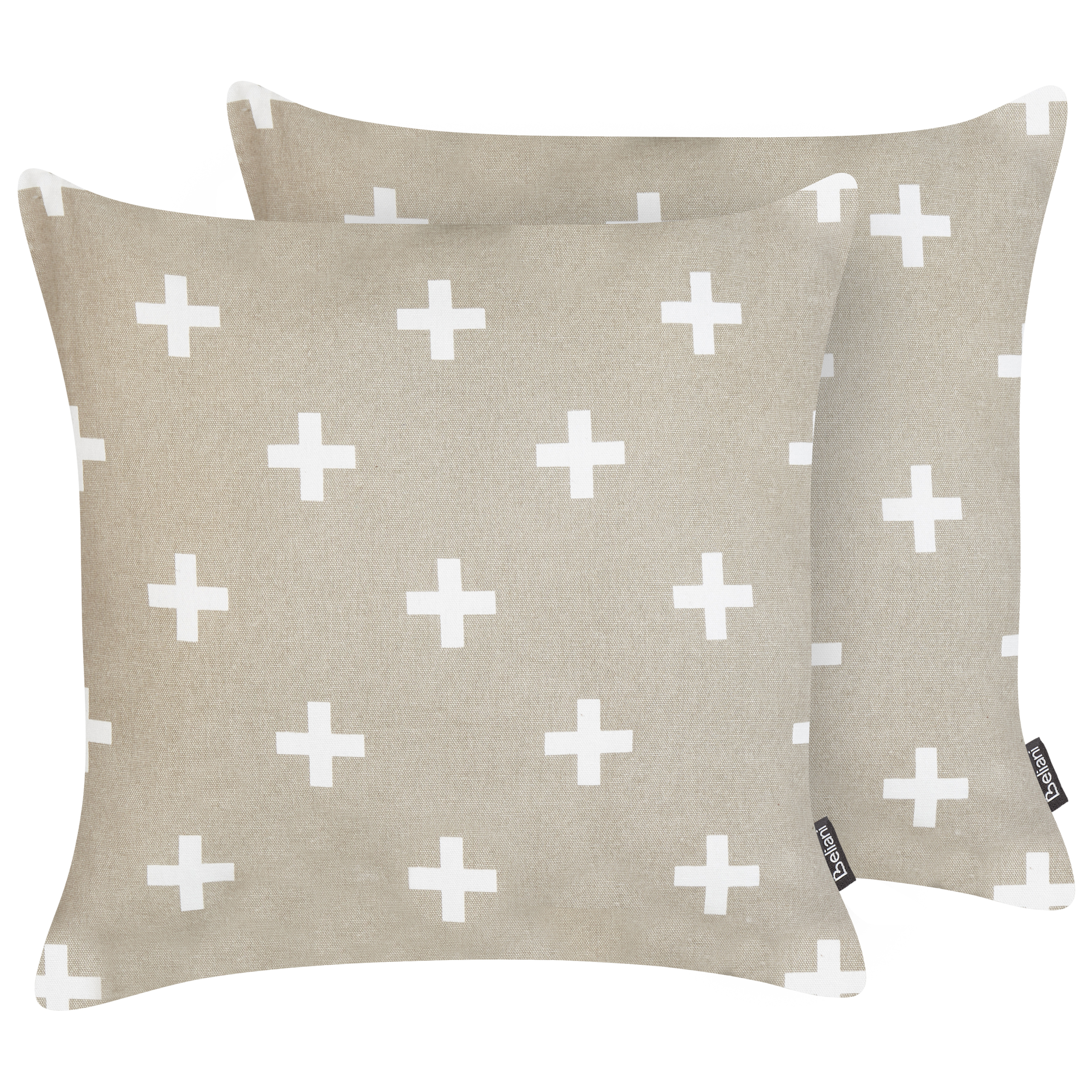 Set med 2 prydnadskuddar VELLEIA 45 x 45 cm Bomull Taupe Geometriskt tryck