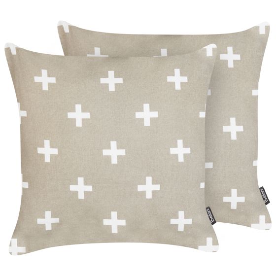 Set med 2 prydnadskuddar VELLEIA 45 x 45 cm Bomull Taupe Geometriskt tryck