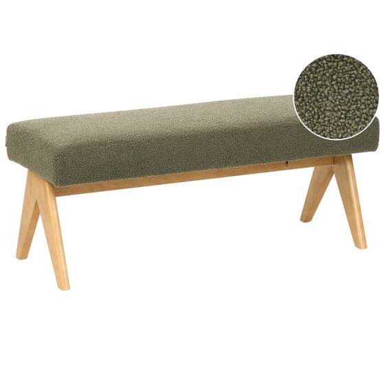 Klädd bänk TAMRE Bouclé Grön/ Ljusbrun