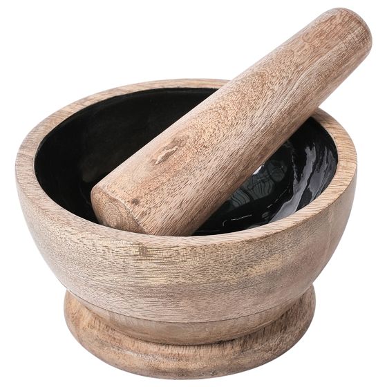 Mortel och mortelstöt QENA Mangoträ Brun/ Svart