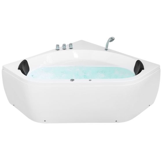 Hörnbubbelbadkar med LED MEVES 1400 x 1400 mm Vit