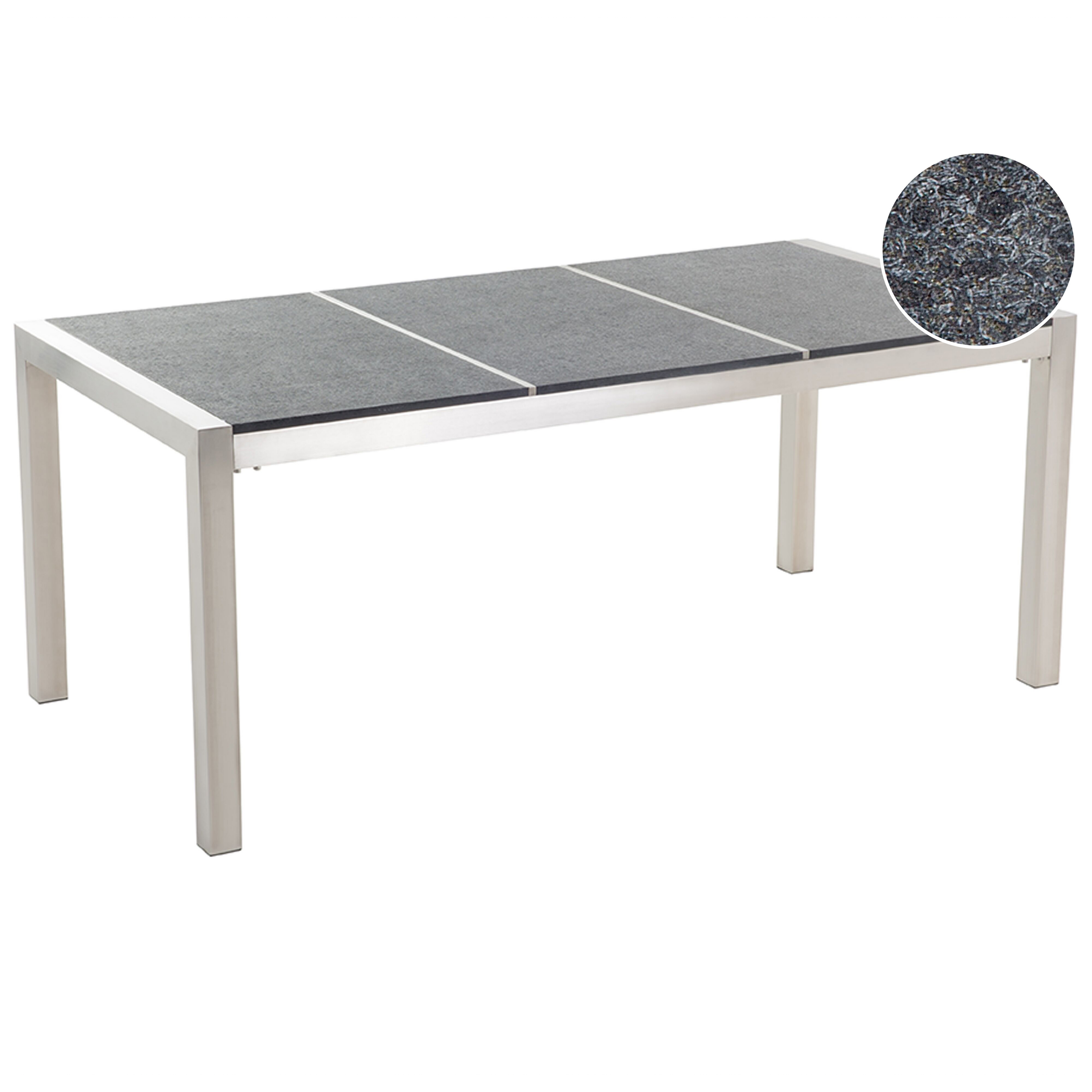 Trädgårdsmatbord GROSSETO 180 cm 90 cm Granit Flammad Grafitgrå
