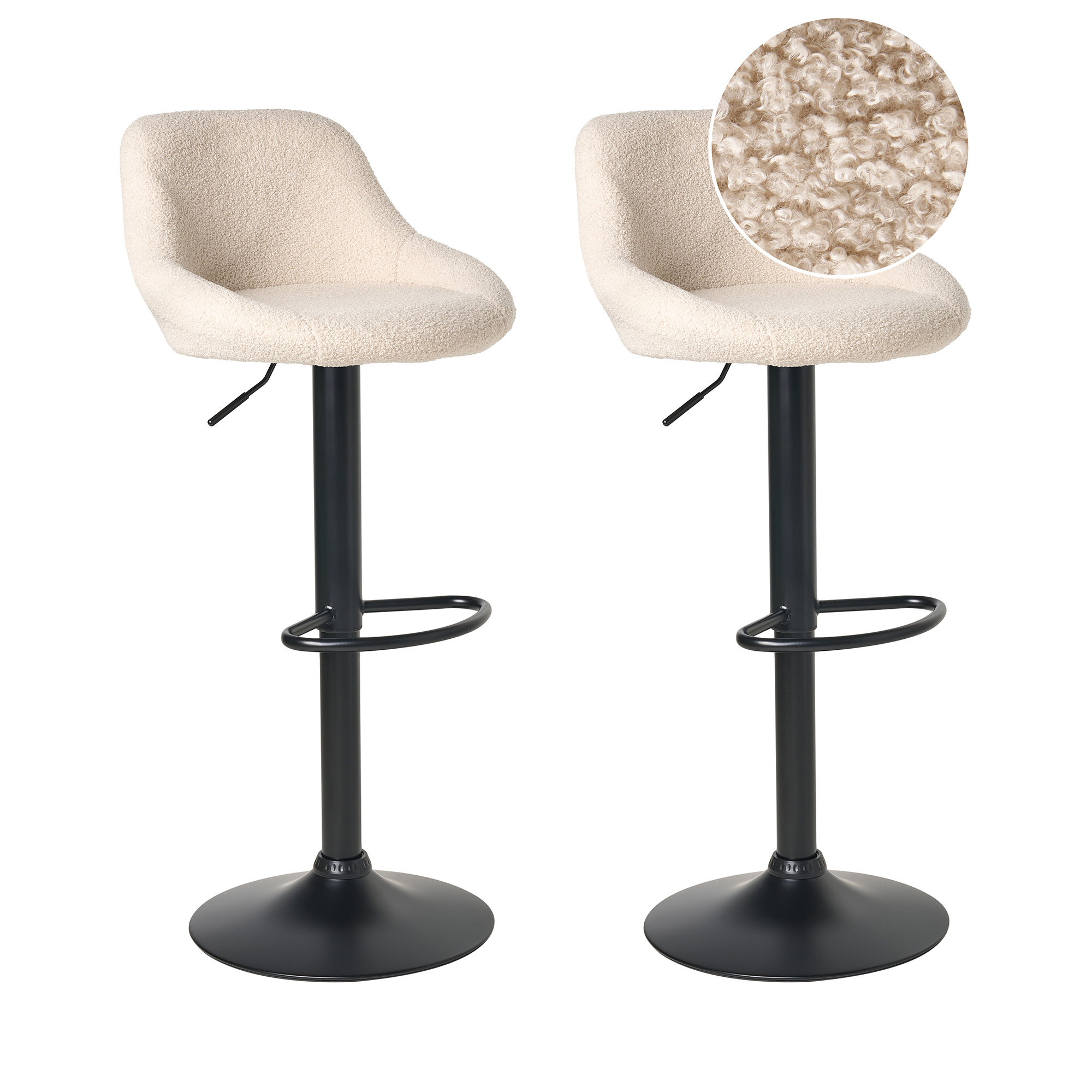 Set med 2 barstolar MEDULIN Vridbar Bouclé Ljusbeige