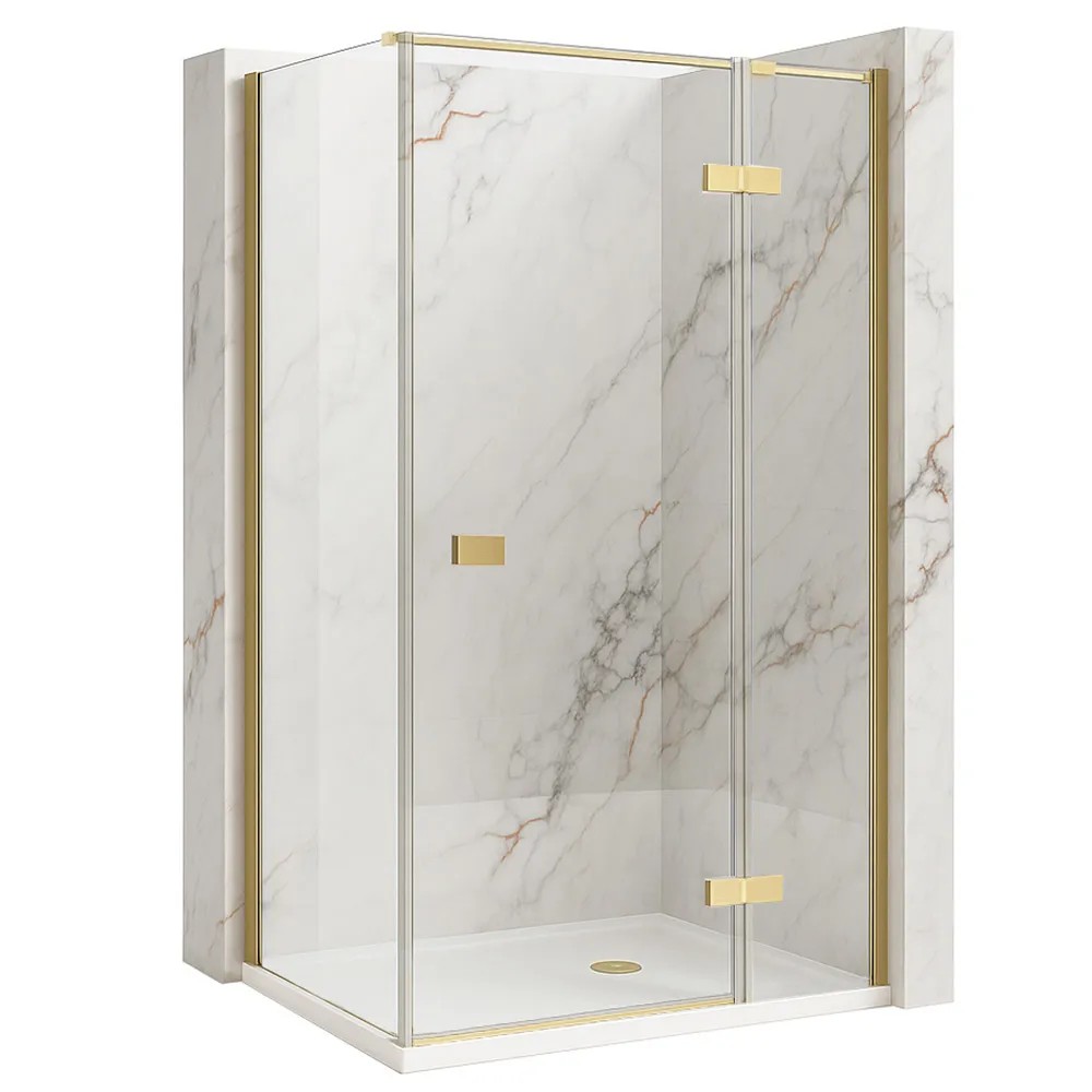 REA Duschkabin Atlas 90x80 Vänster Borstat Guld, 90x80x200cm