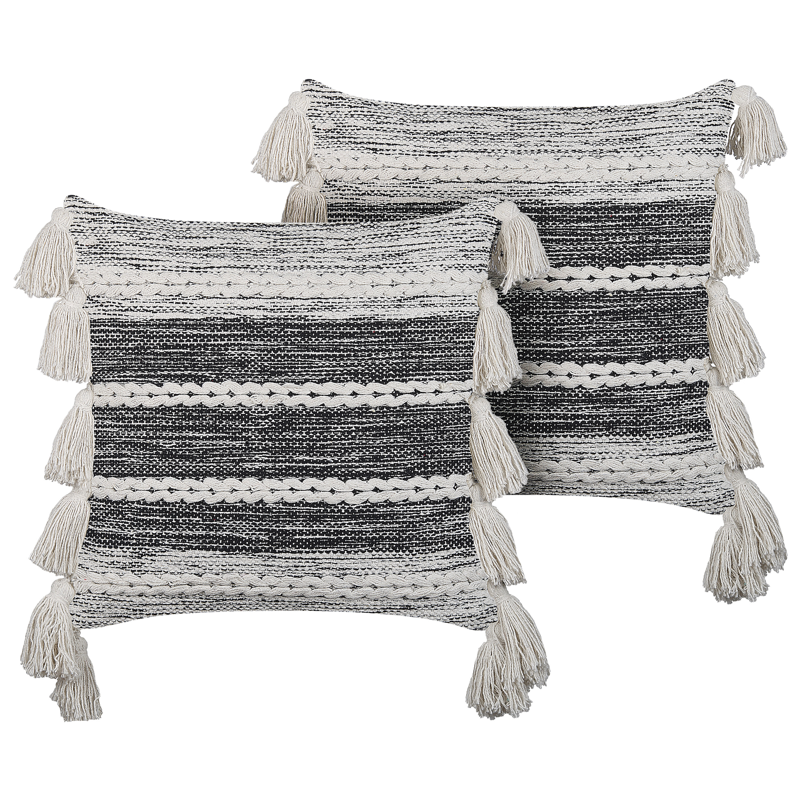 Set med 2 prydnadskuddar ROCHEA 45 x 45 cm Bomull Svart Randigt