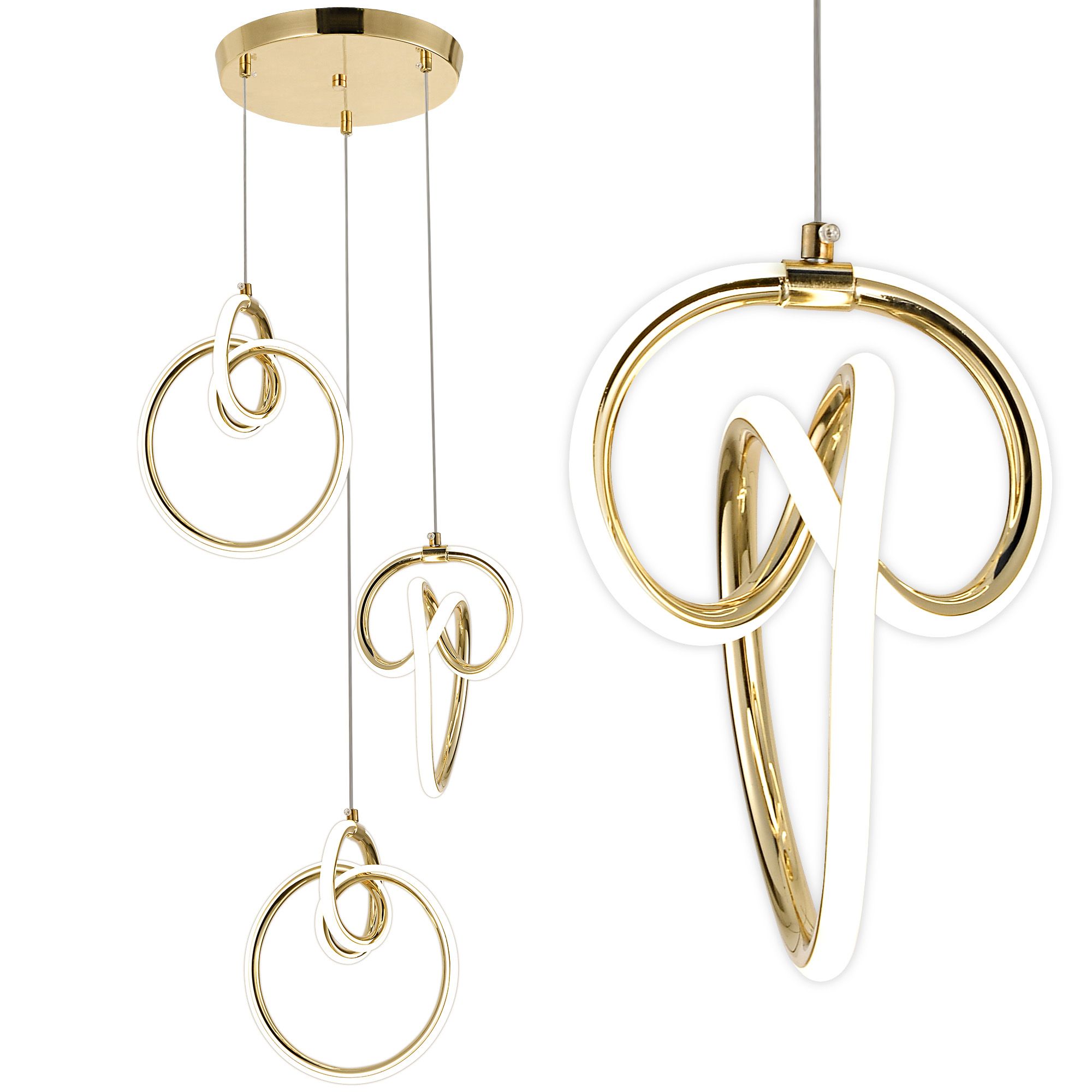 TOOLIGHT hängande taklampa G072-3CPR LED Guld 127,5x21,5x25cm
