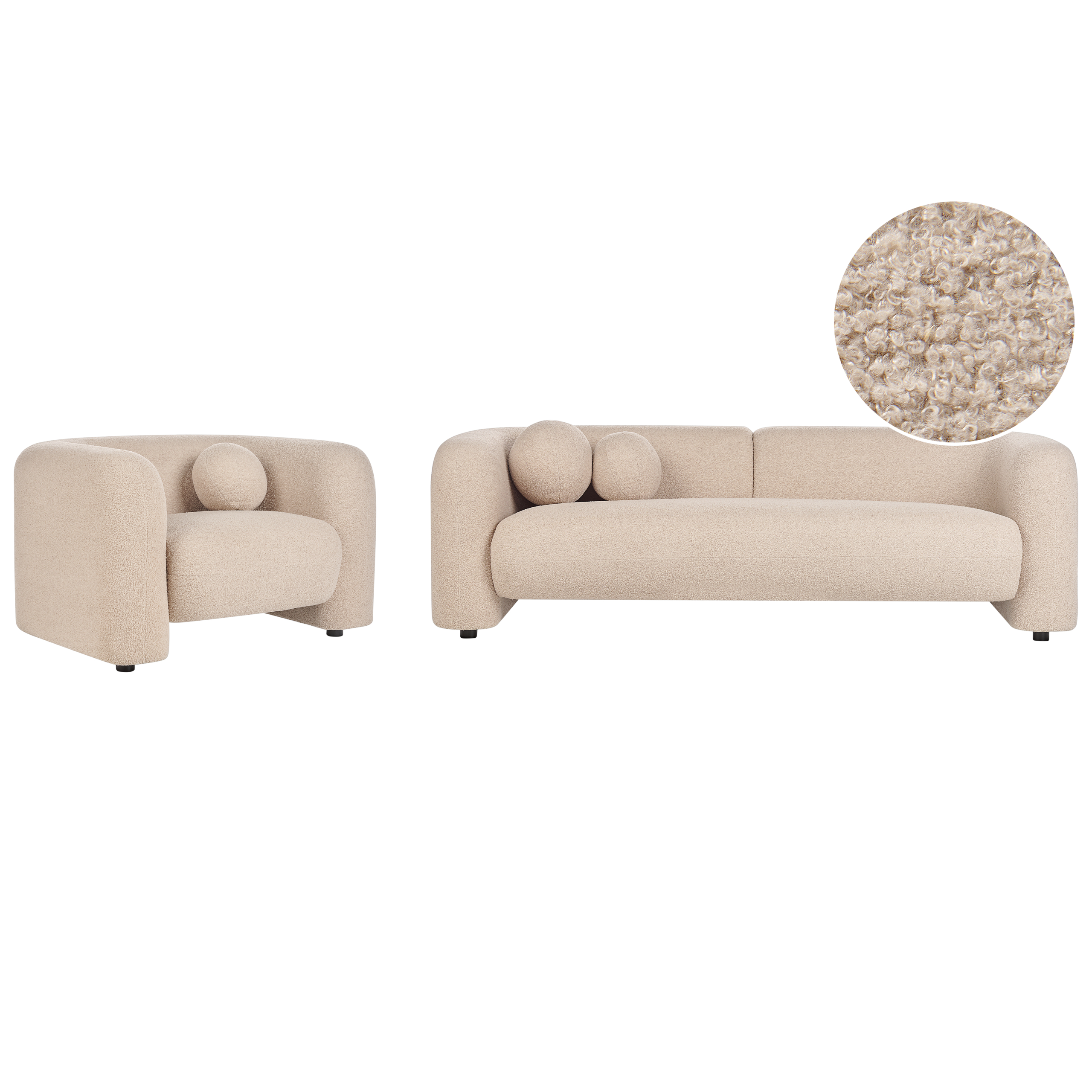 Soffgrupp 4-sits LEIREN Bouclé Beige