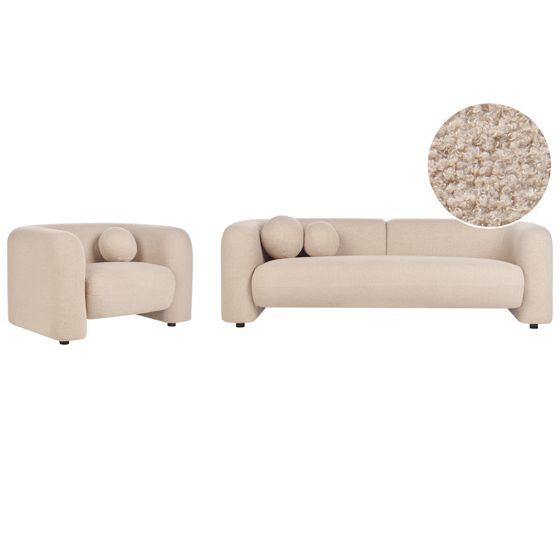 Soffgrupp 4-sits LEIREN Bouclé Beige
