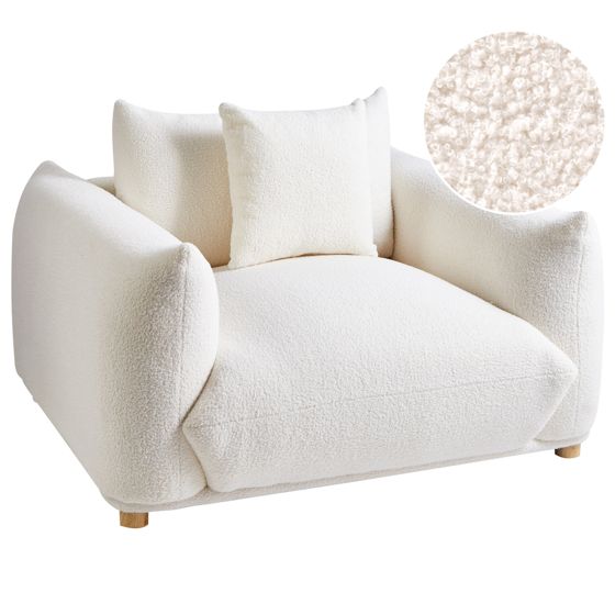 Fåtölj LUVOS Bouclé Off-White