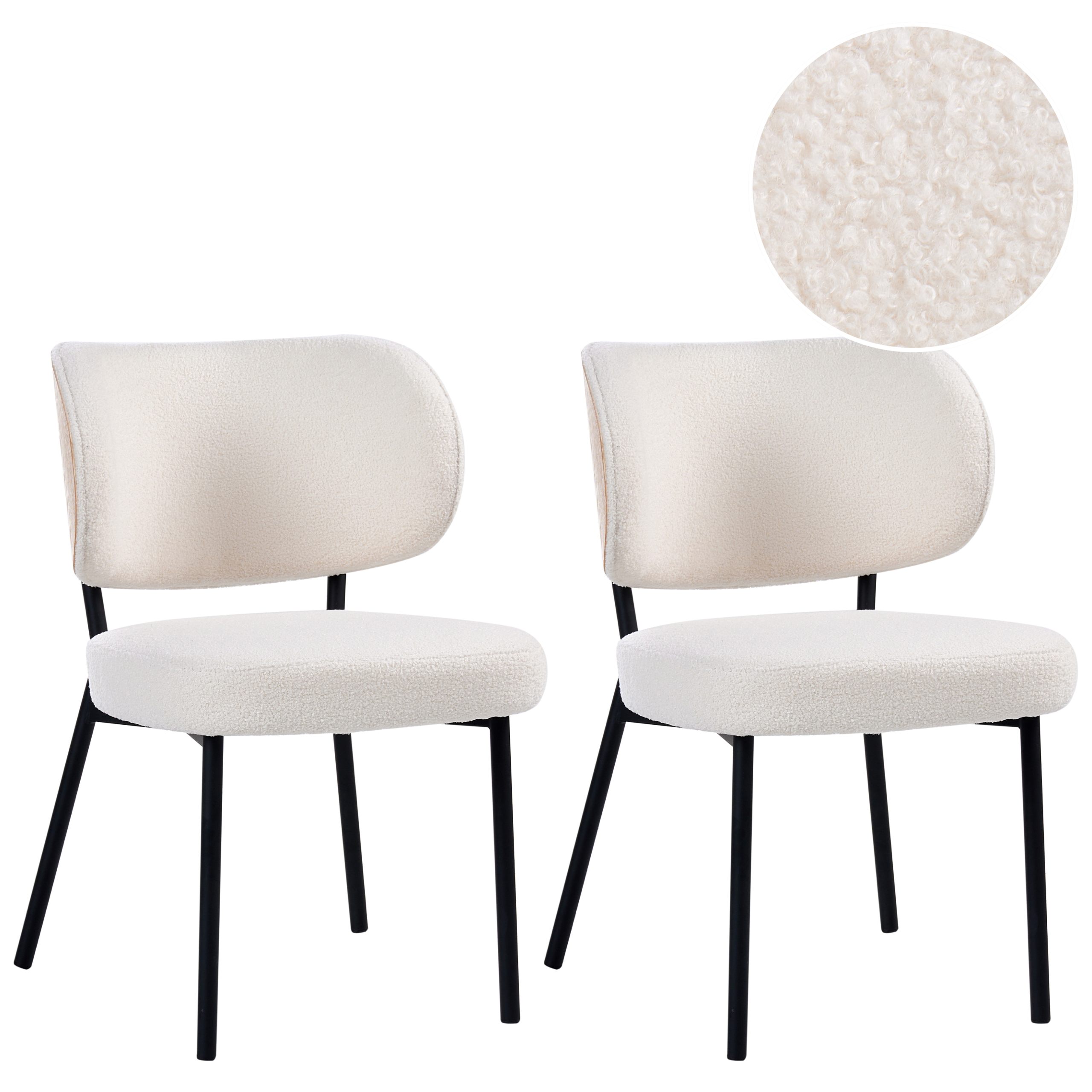 Set med 2 matstolar WONDER Bouclé Off-White